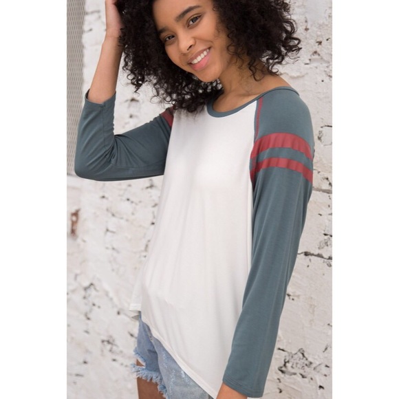 Haylie Striped Baseball Tee - Picture 5 of 5